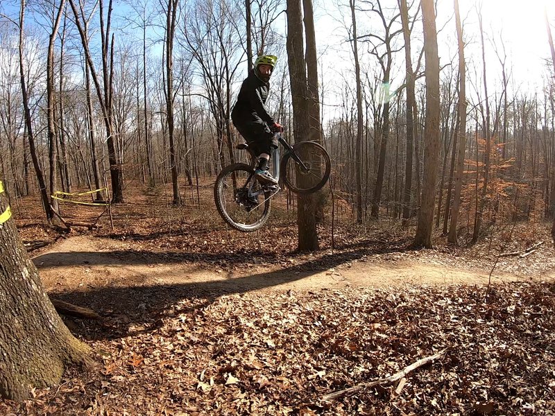 First jump on Stache & Cash trail at Wilkins Branch MTB Park.