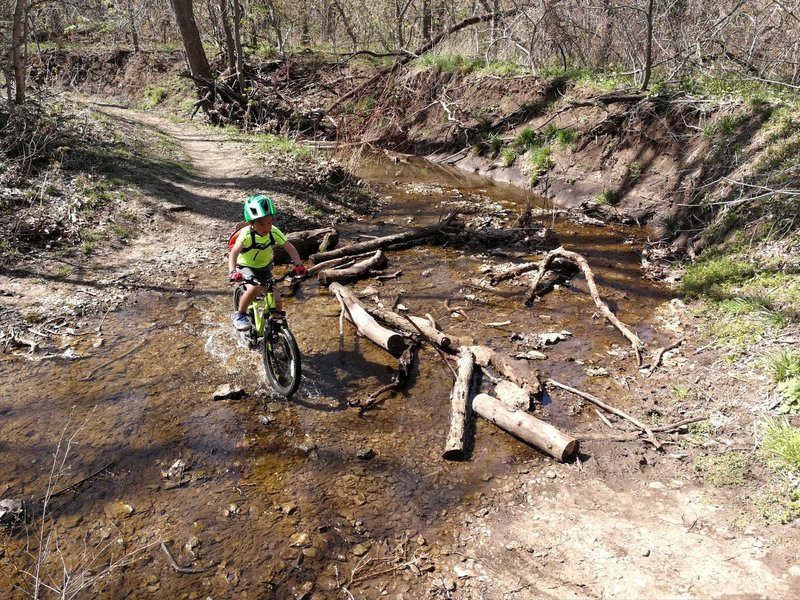 Crossing one of the few creeks