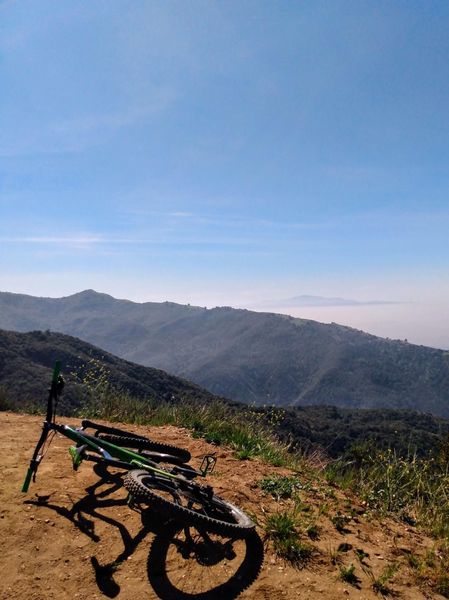 From the top of Mystic Canyon, look South at the marine layer slowly burning away, retreating to the ocean