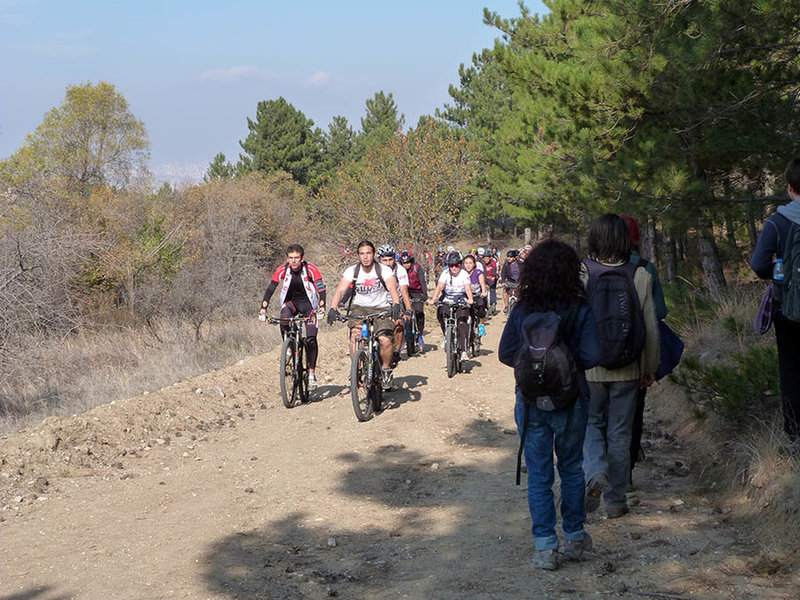 MTB riders with hikers