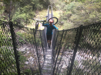 The swingbridge across Flora Stream