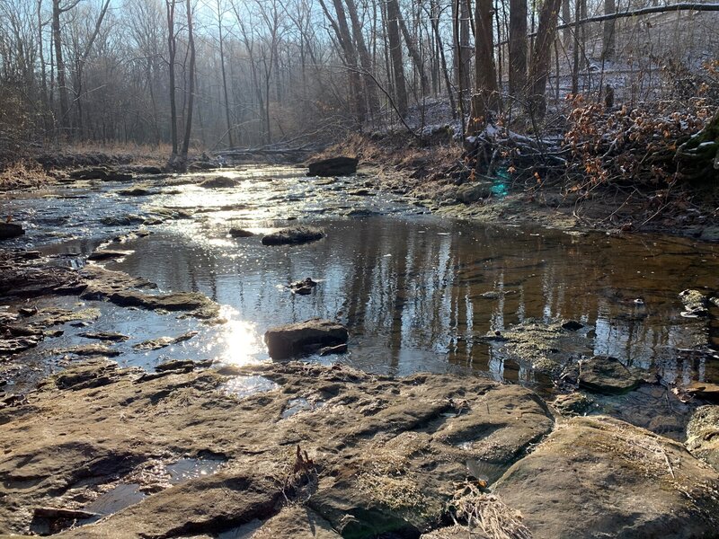 Creek crossing on the east side of the loop, mid-winter