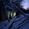 Rock shelter at the east side creek crossing in a deep freeze