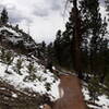 Descending past Climbing Area with some snow still on the ground