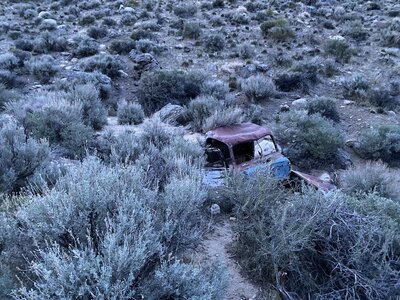 Dead Truck of Dead Truck Canyon Trail.    I cannot begin to imagine how this truck found its way here.  It makes no sense.