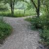 Improved surface of the Chauncey Depot Trail at intersection with Coal Train Trail.