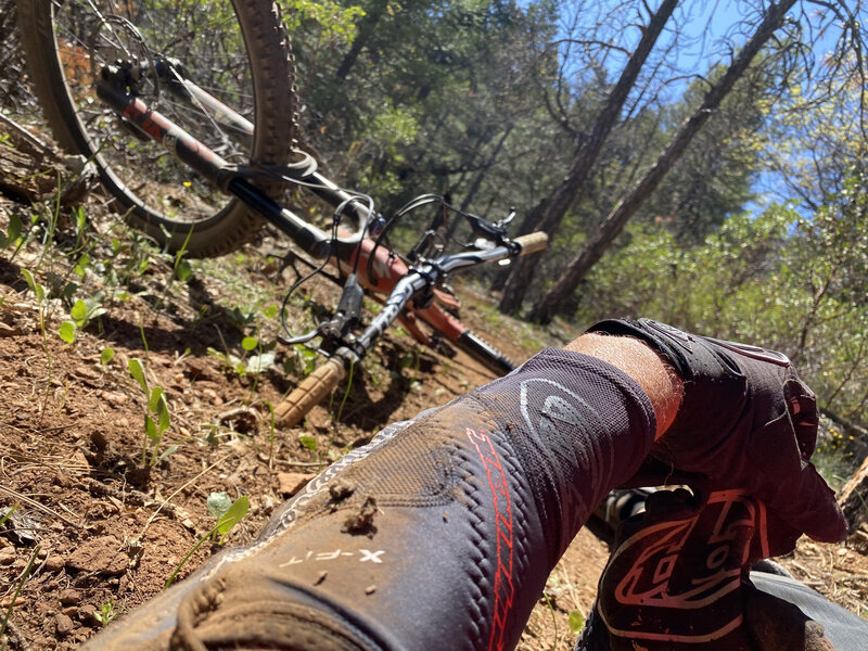 Easy to clip your pedal on a manzanita stump.