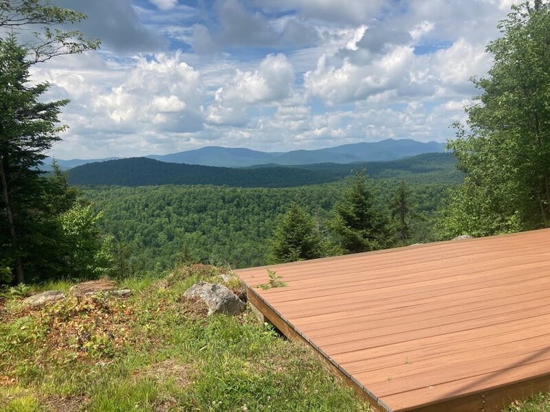 Beautiful views off the backside of the mountain! Deck used for weddings in the summer.