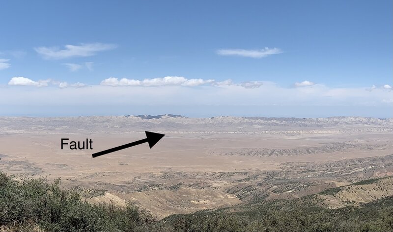 View from Summit to the east - San Andreas fault scarp