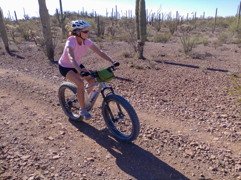 The trail's namesake enjoying it on a fatbike, because almost everything is more fun on a fatbike!