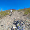 Ed showing me why I should not have switched out my 26x4" tires for 29x2.8". Lesson learned! This climb requires skill, luck, and most likely some walking! Keep in mind it is a long helicopter ride to the nearest hospital (if you can get cell service!).