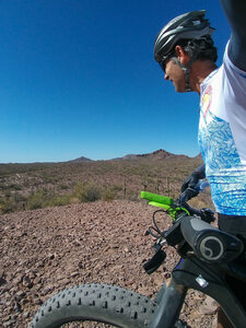 View of the Sonoran Desert around the Sonoran View Spur, from the top of the climb. Fat tires help!