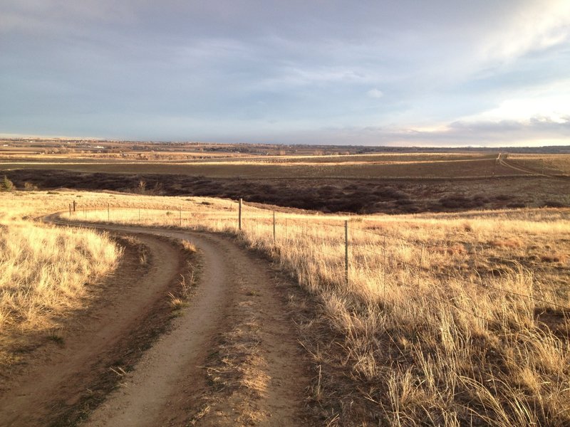 Looking down part of the White Rocks section of the East Boulder Trail.  Easy riding in the hilly plains east of town.