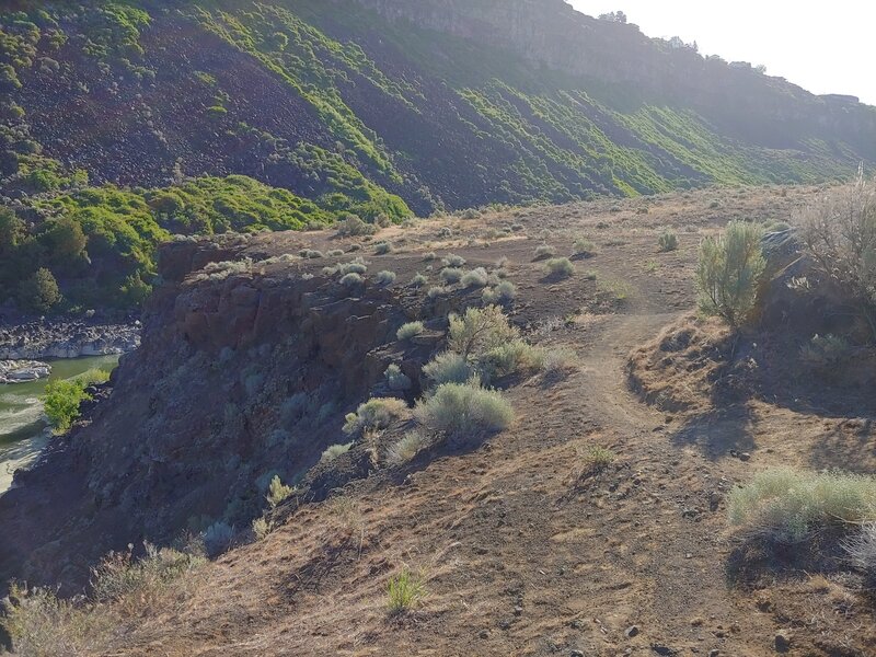 Auger Falls Trail ends at the same point as Eagle Trail, but is closer to the cliff edge.