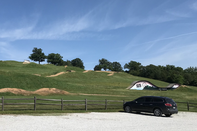 Looking up at the two slopestyle trails.