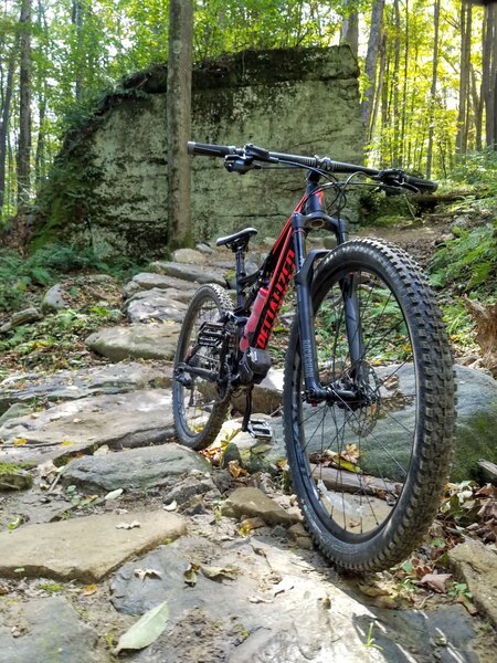 Going down the Bald Eagle trail on a nice rock path.