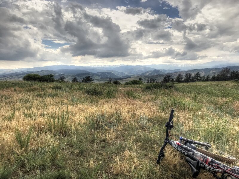 View if Indian Peaks and Longs Peak to the right from Eagle Wind trail at Rabbit Mountain.