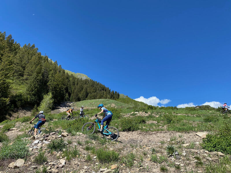 Climbing up the switchbacks on the restored mining area near the top of the Dutch Creek Trail.