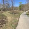 Turn off the paved path to the trail. Follow the sign.