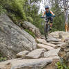 Riding the rock wall.