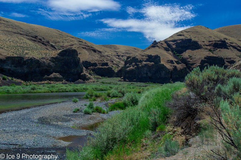 Looking across the river from the trail at the mouth of Esau Canyon.