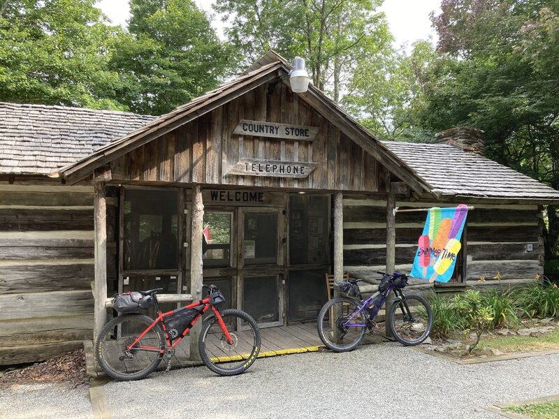 Stopping for a soda at the general store in Grayson Highlands.