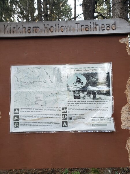 Kirkham Hollow Trailhead Map Board.