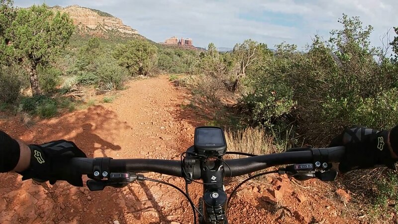 Riding with a view of Cathedral Rock.