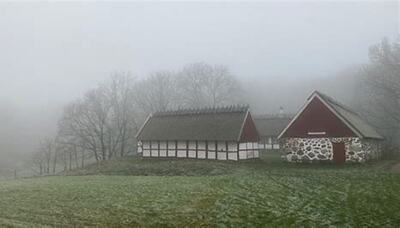 Hummelstorp farm, in the fog, Legend says Kullamannen is brewing when the fog hits