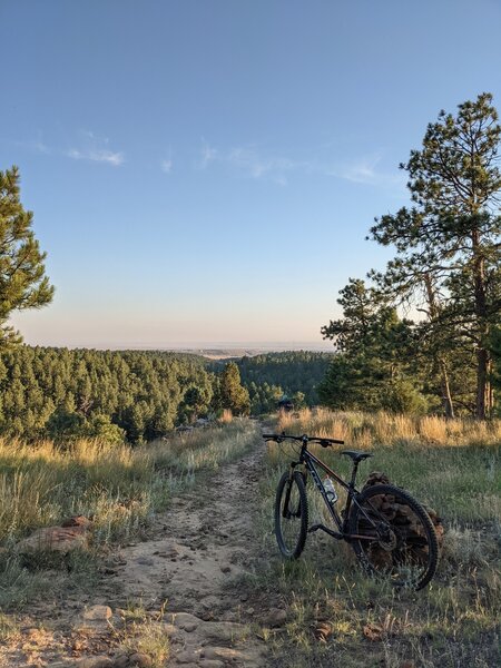 Overlooking Newcastle Wy, either a big climb up or a white knuckle down.