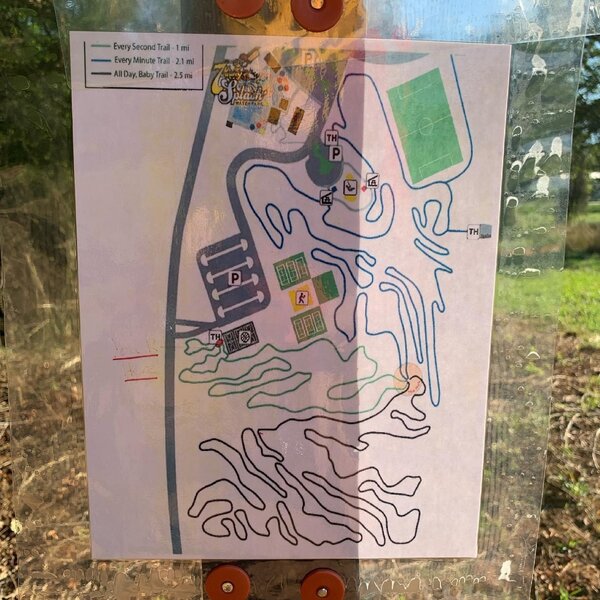 Lakeside park trail map. Lots of these all over the woods.