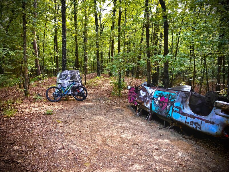 The old car that sits along the trail side of Sugarloaf.