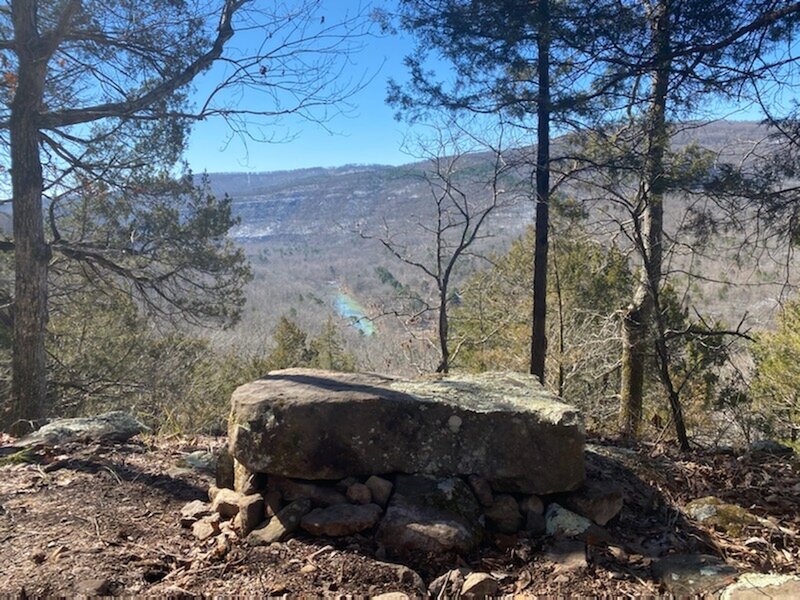 Rock bench overlooking the Archey Fork River.