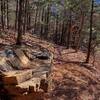 Stone couch on the side of the trail