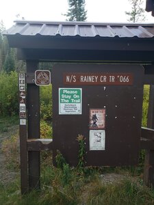 Trailhead sign for N/S Rainey Creek Trail (FS 066)