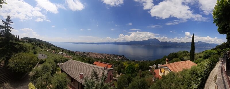 Panorama-view from the church of Albisano (elev. 310m) to the southern Lago di Garda