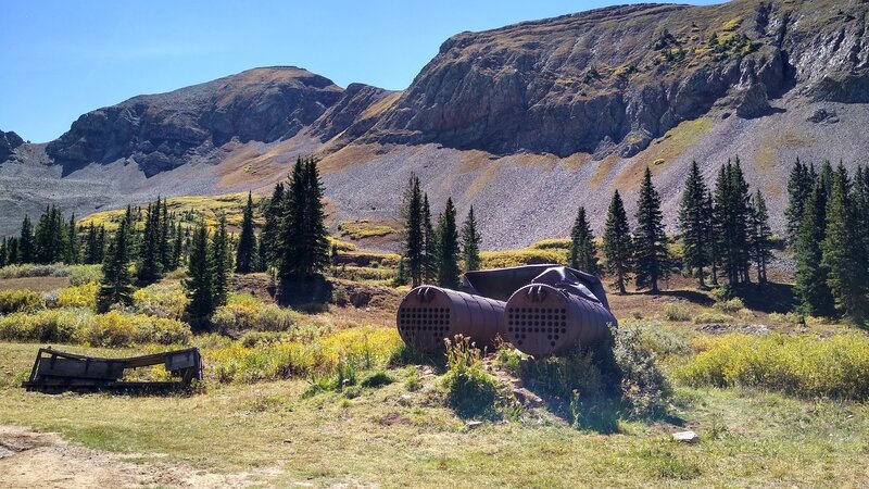 Old, abandoned mining equipment close to the top of the mountain.