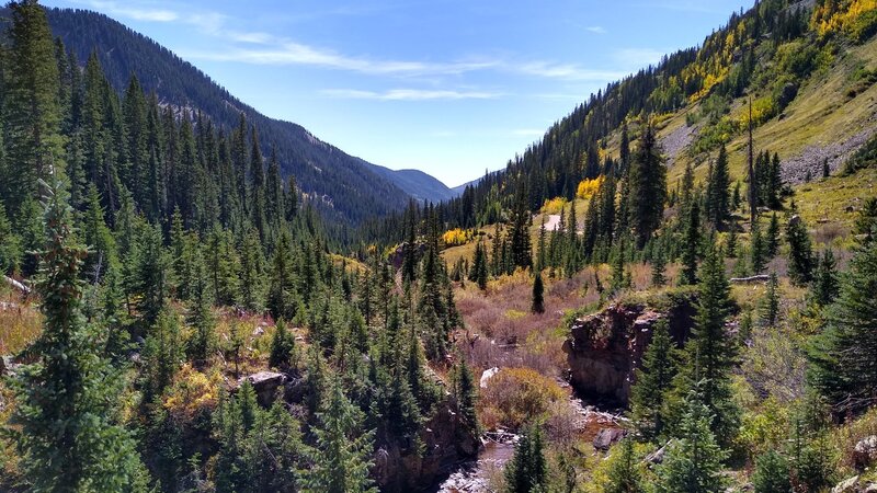View of La Plata Canyon and La Plata River, looking south from the road.