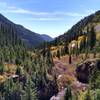 View of La Plata Canyon and La Plata River, looking south from the road.