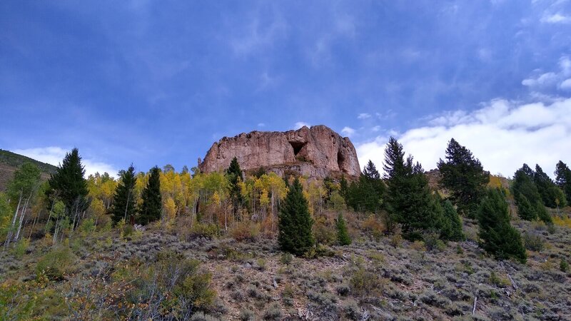 View of The Caves from the lower section of trail.