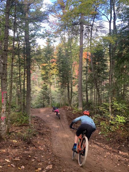 A new berm added to swoop you up to the climb up the Altar.