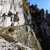 Boccaor Trail (part of Sentiero #152):  crossing the ropeway of Via Ferrata Sass Brusai