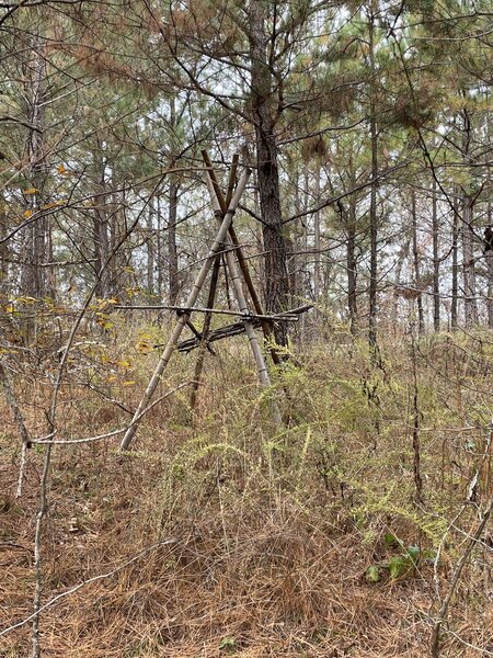 One of two strange teepees found near the trail in December 2021