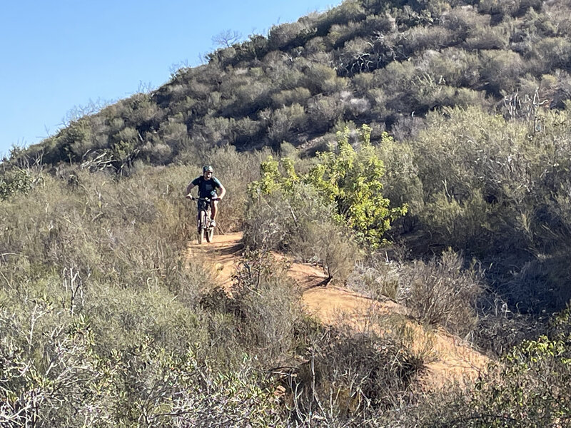 Dirt section before loose rocky accent.