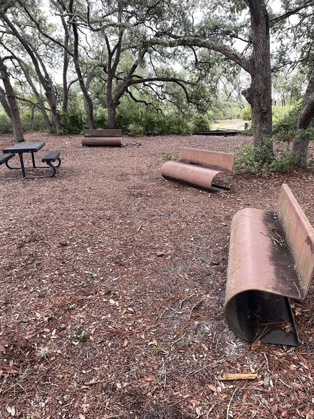 Secret student rest area under oak hammock.