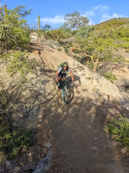 Carrie rolling the rock face end of Brio.