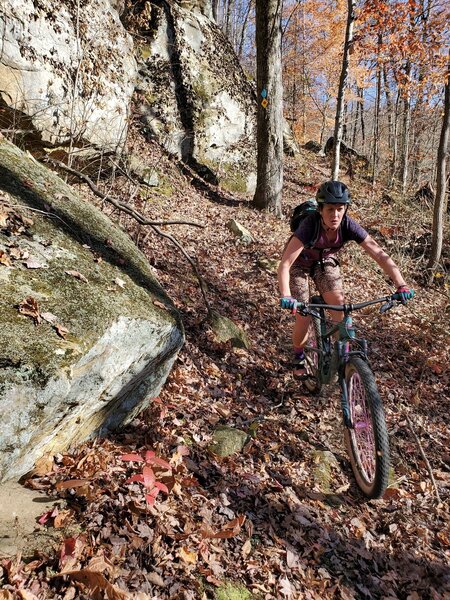 Descending along some of the many rocks on the 9 Bell Trail!