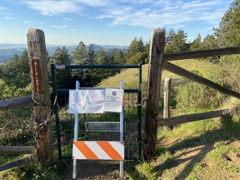 Closed but should be open - fallen tree blocks trail that's crossable with effort.