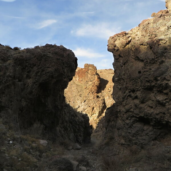 I recommend parking your bike above the "hike-a-bike" section and hiking down to this unusual canyon.