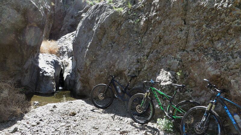 The box canyon ends here. Next step up is hoisting the bikes up the cliff.